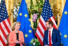 J. D. Vance, vicepresidente degli Stati Uniti, a sinistra, e Ursula von der Leyen, Photographer: Dati Bendo, copyright: European Union, 2025, Source: EC - Audiovisual Service