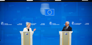 Il 6 marzo 2025, Ursula von der Leyen, presidente della Commissione europea, partecipa alla riunione straordinaria del Consiglio europeo. Photographer: Dati Bendo, copyright: European Union, 2025, Source: EC - Audiovisual Service